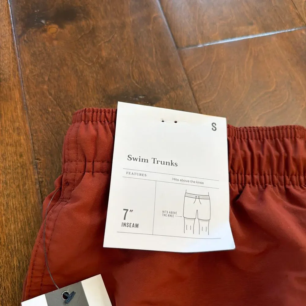 Goodfellow‎ Mens Swim Trunks Brown Red NEW Size Small 7